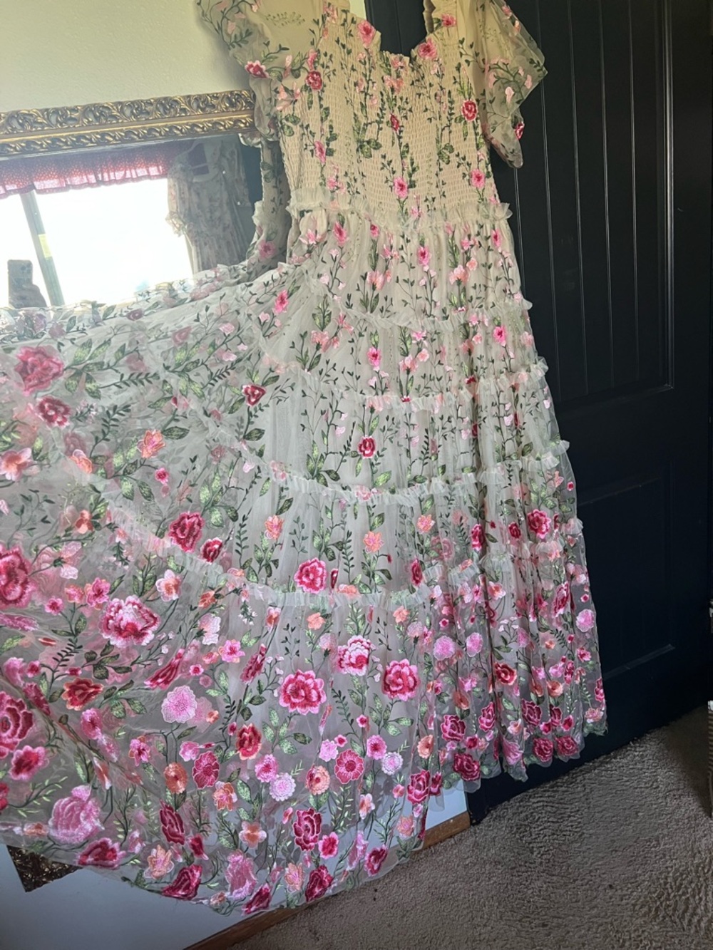 JessaKae Cream Rose Maxi Dress Sz 2X (3x, 4x) - Picture 12 of 17